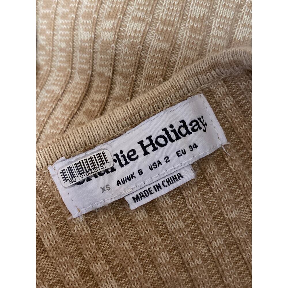 Charlie Holiday Beige Long Sleeve Ribbed Knit Sculpt Maxi Bodycon Dress Size 2 - Picture 4 of 4